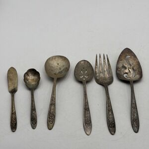 Vintage Lot Meriden Silver Plate Co. 6 piece Serving Set 1960's